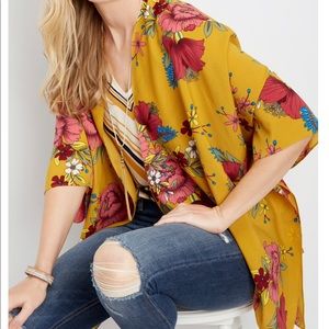 Large Floral Print Kimono